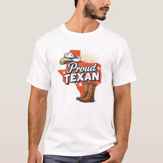 Texas Cowboy Hat & Boots Graphic Tシャツ (正面)
