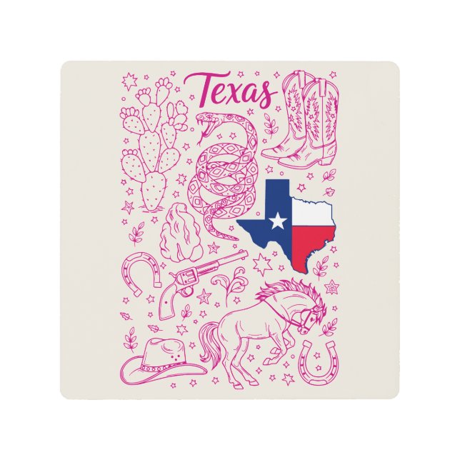 Texas Cowboy Pack Western Vibes メタルプリント (正面)