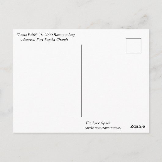 "Texas Faith" Postcard ポストカード (裏面)
