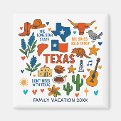 Texas Family Trip Keepsake Personalized マグネット (正面)