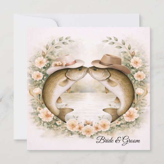 Texas Fishing Wedding Invitation Cowboy Hat Bass  招待状 (正面)