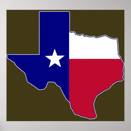 Texas Flag Map ポスター (正面)