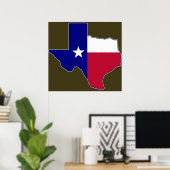 Texas Flag Map ポスター (ホームオフィス)