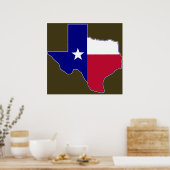 Texas Flag Map ポスター (キッチン)