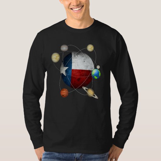 Texas Flag Texas And The Solar System Tシャツ (正面)