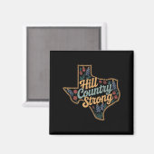 Texas Hill Country 2025 Texas Strong Retro Motivat マグネット (正面/裏面)