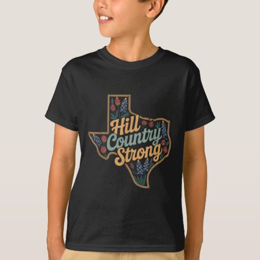 Texas Hill Country 2025 Texas Strong Retro Motivat Tシャツ (正面)