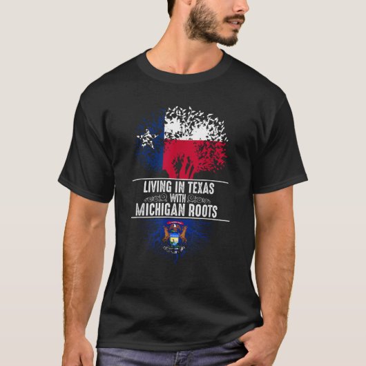 Texas Home Michigan Roots State Tree Flag Love Gif Tシャツ (正面)