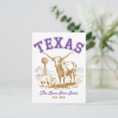 Texas Lone Star State Bull Illustration Travel ポストカード (スタンド正面)