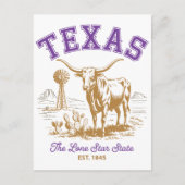 Texas Lone Star State Bull Illustration Travel ポストカード (正面)