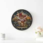 Texas Lone Star State RusticGift for Home Ranch ラージ壁時計 (ホーム)