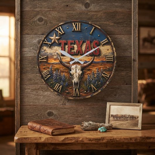 Texas Longhorn ラージ壁時計