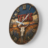Texas Longhorn ラージ壁時計 (傾斜)