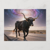Texas Longhorn on the Highway ポストカード (正面)
