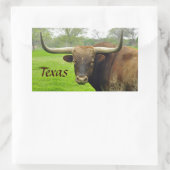 Texas Longhorn 「Texas」ステッカー 長方形シール (バッグ)