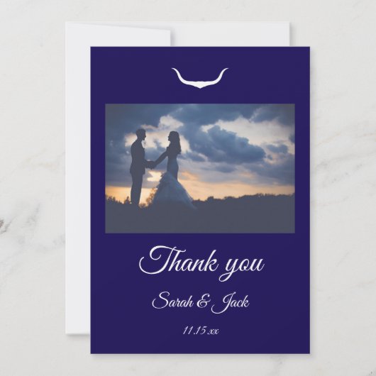 Texas Longhorn Wedding Flat Thank You Card サンキューカード (正面)