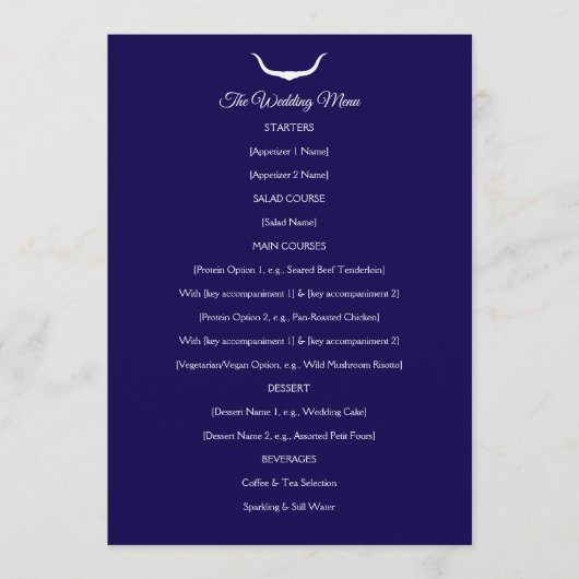 Texas Longhorn Wedding Menu メニュー (正面)