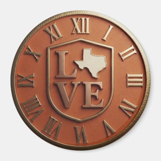 Texas Love Shield Orange Gold マグネット (正面)