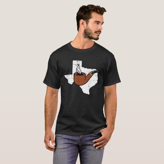 Texas Map Tobacco Pipe Smoking Hobby Briar Pipe Sm Tシャツ (正面フル)