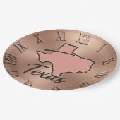 Texas Minimalist Copper Map ペーパープレート (アングル)