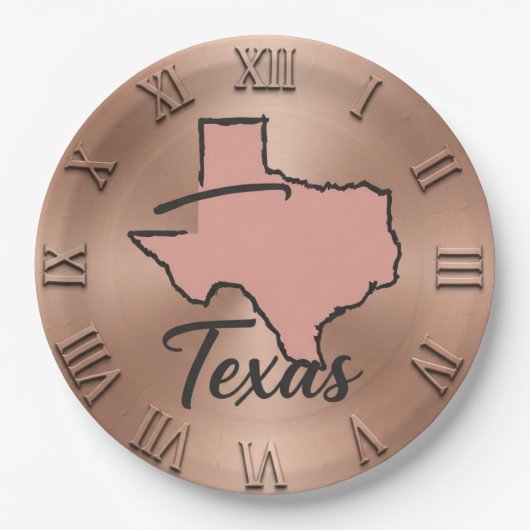 Texas Minimalist Copper Map ペーパープレート (正面)