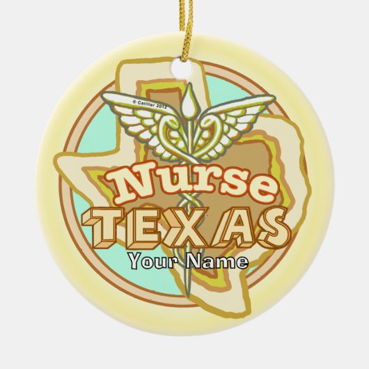 Texas Nurse Caduceus セラミックオーナメント (正面)