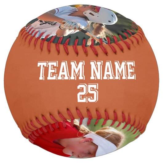 Texas Orange Blanc Personnalisé 2 photos ソフトボール (裏面)