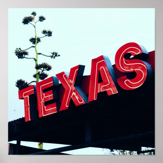 Texas Red Neon Lights USA America ポスター (正面)