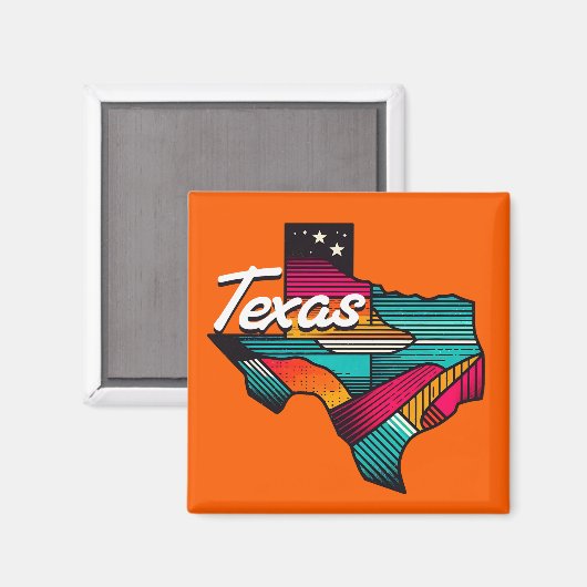 Texas Retro Sunset Lone Star State Souvenir マグネット (正面/裏面)