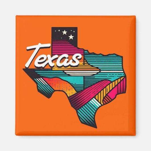 Texas Retro Sunset Lone Star State Souvenir マグネット (正面)