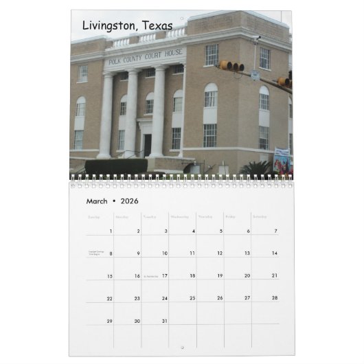Texas: Scenic Sights Calendar カレンダー (3月 2026)