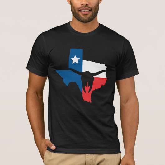 Texas State Flag Longhorn Silhouette Tシャツ (正面)
