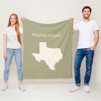 Texas State Map Home Decor  Sherpa Blanket フリースブランケット
