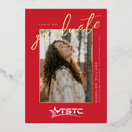 Texas State Technical College Graduation 箔招待状 (正面)