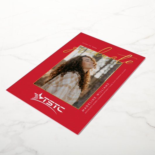 Texas State Technical College Graduation 箔招待状 (回転した状態)