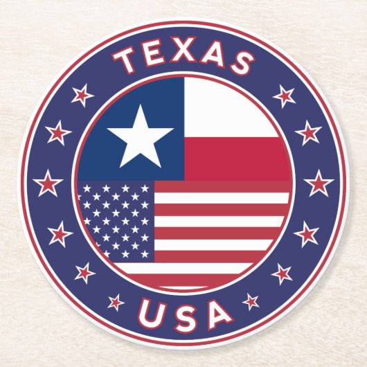 Texas sticker, phone case, tote bag ラウンドペーパーコースター (正面)