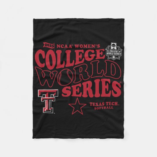 Texas Tech Red Raiders Wcws 2025 Softll Black  フリースブランケット (正面)