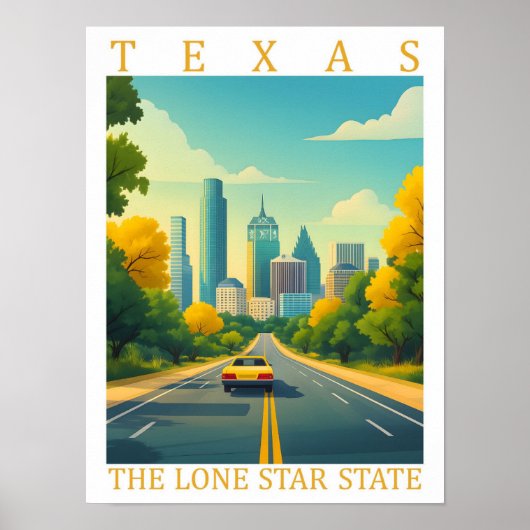 Texas the Lone Star State USA Travel Place ポスター (正面)