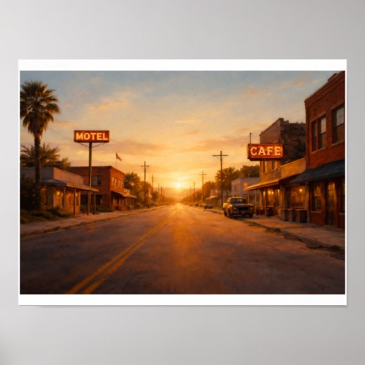 Texas town at sunset ポスター (正面)