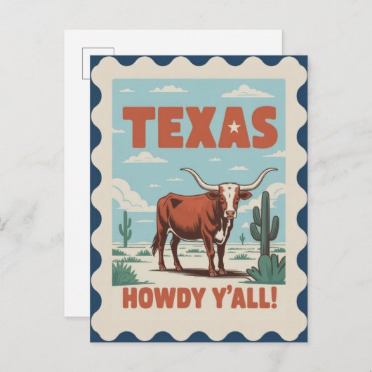 Texas USA Vintage Travel ポストカード (正面/裏面)