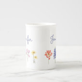 Texas Wild Flowers - Indian Paintbrush, Bluebonnet ボーンチャイナマグカップ (正面)