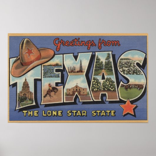 TexasGreetings From The Lone Star州 ポスター (正面)