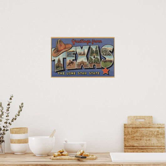 TexasGreetings From The Lone Star州 ポスター (キッチン)