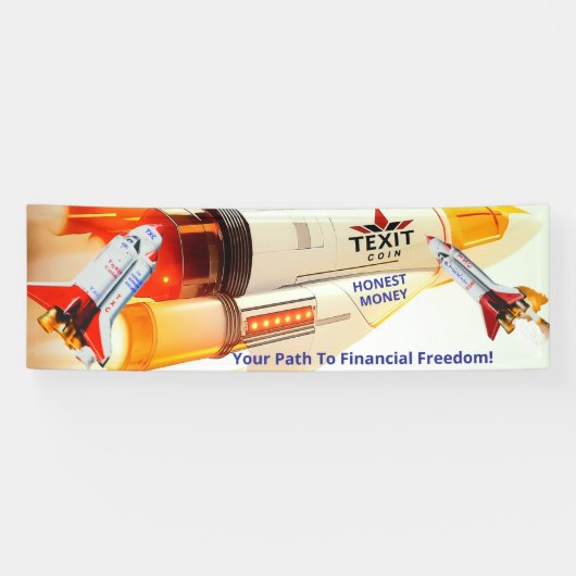 Texit Coin 正直なお金 ロケット 2.5' x 8' 横断幕 (横)