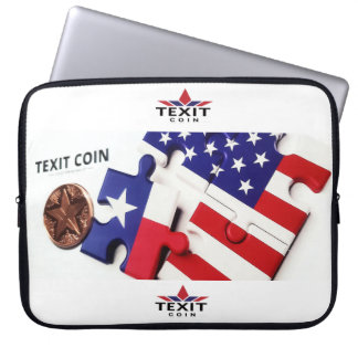 "TeXit Coin 15" パズルピースとロゴ ラップトップスリーブ