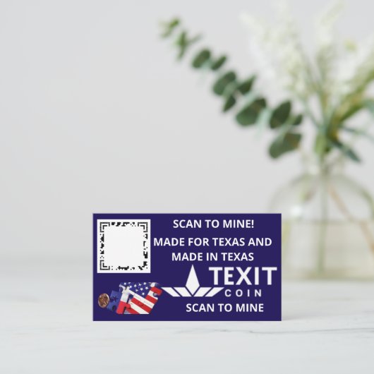 TeXit Coin Dark Blue Blue QR Code 名刺 (スタンド正面)
