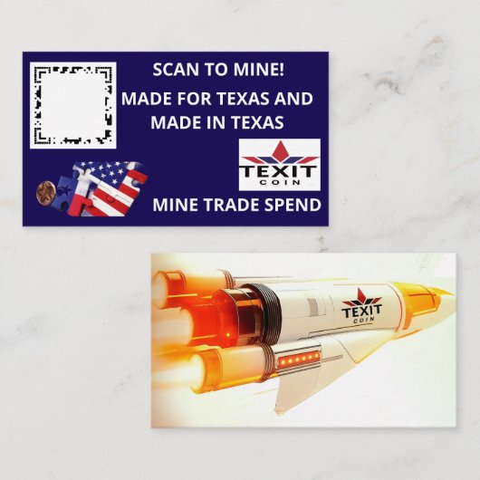 TeXit Coin Dark  Blue Blue QR Code 名刺 (正面/裏面)