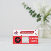 TEXIT COIN OFFICIAL LOGO QR CODED RED BACKGROUND 名刺 (スタンド正面)