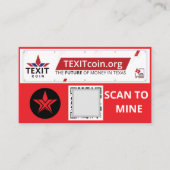 TEXIT COIN OFFICIAL LOGO QR CODED RED BACKGROUND 名刺 (正面)