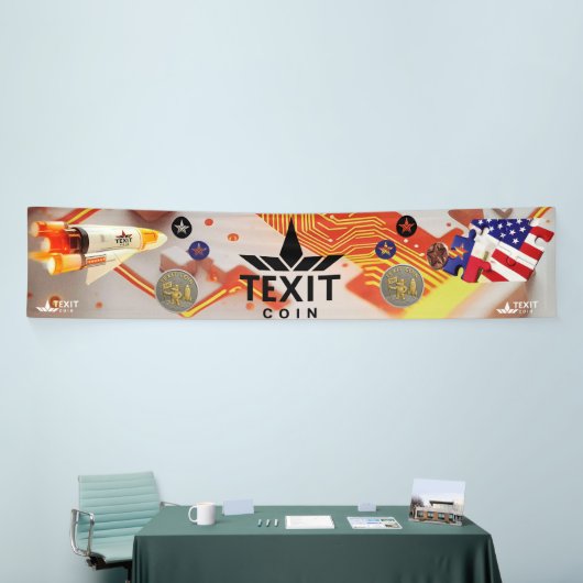 Texit Coin Official LOGO with Rocket Ship 横断幕 (トレードショー)